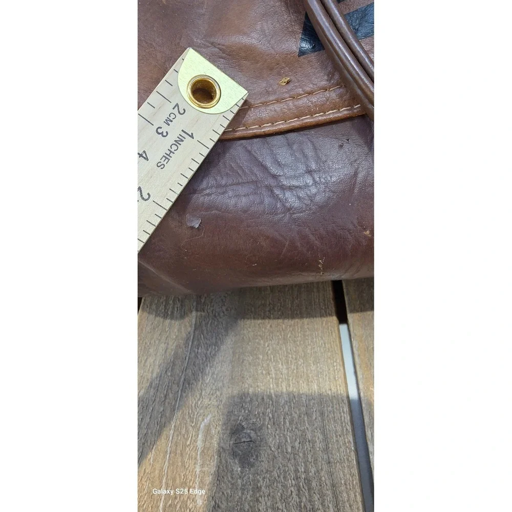 Vintage Ektelon Racquetball Duffel Bag Brown FauxLeather Gym Travel Luggage 22in